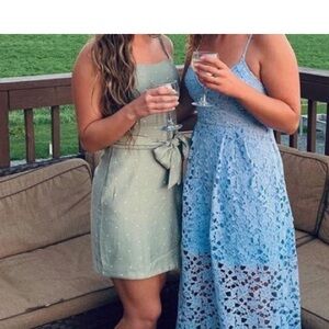 Light Green Polka Dot Cocktail Dress